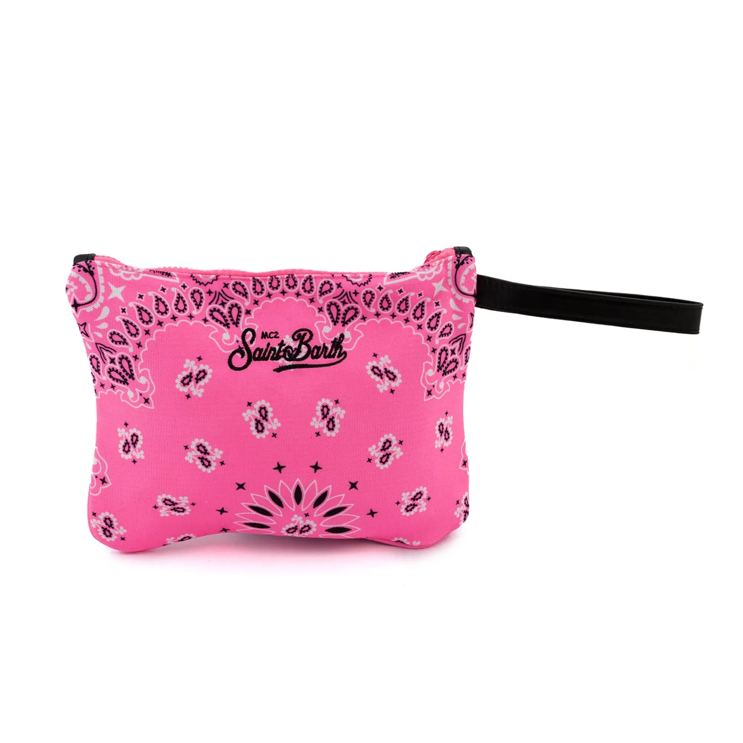 Mc2 Saint Barth Fluo Pink And Black Bandana Parisienne Clutch