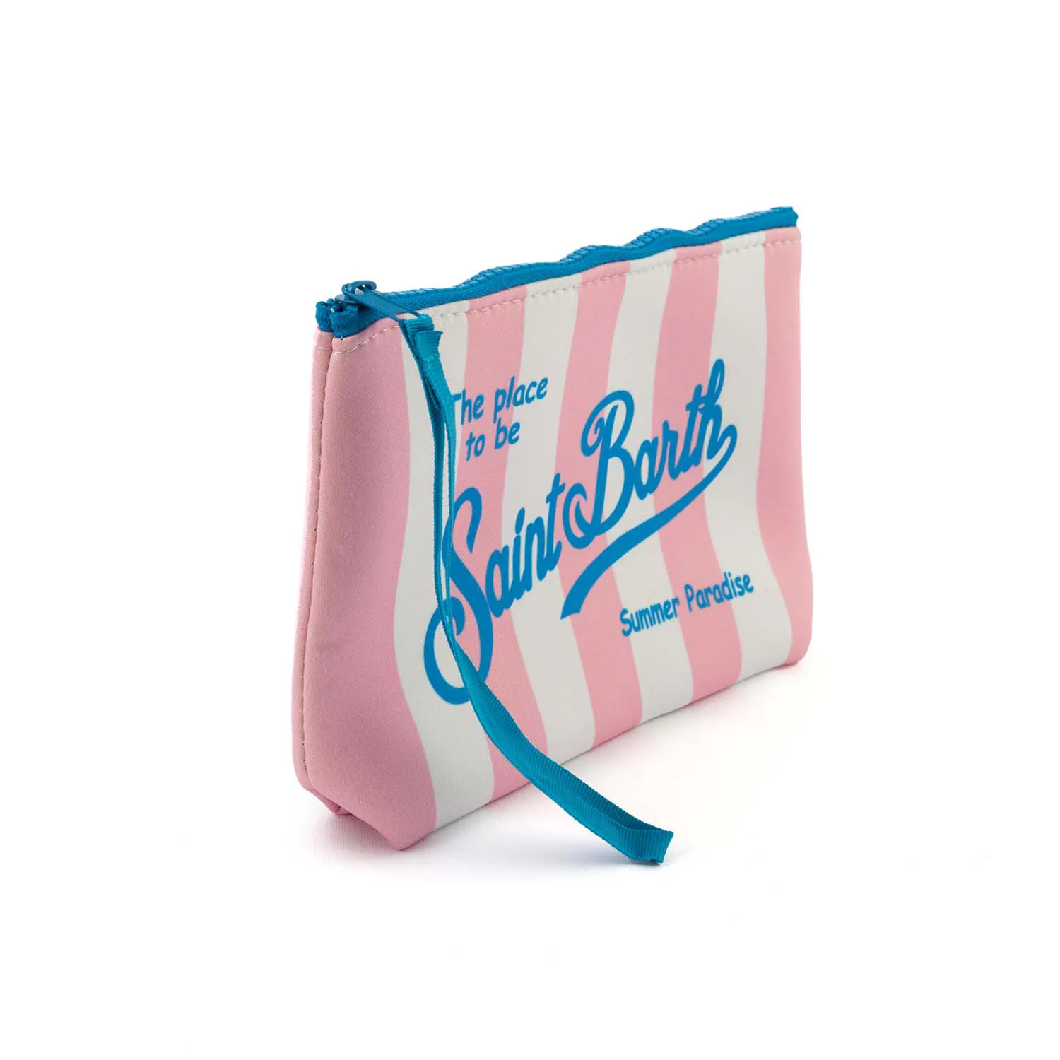 Mc2 Saint Barth Pink-White Striped And Light Blu Aline Clutch