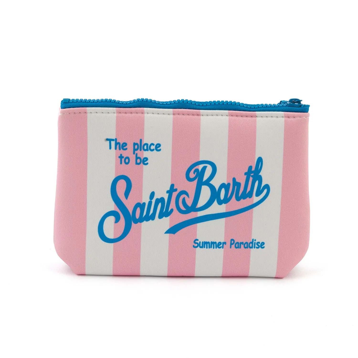 Mc2 Saint Barth Pink-White Striped And Light Blu Aline Clutch