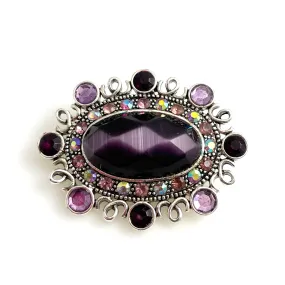 Monet Purple Rhinestone Brooch