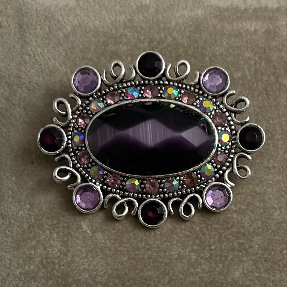 Monet Purple Rhinestone Brooch