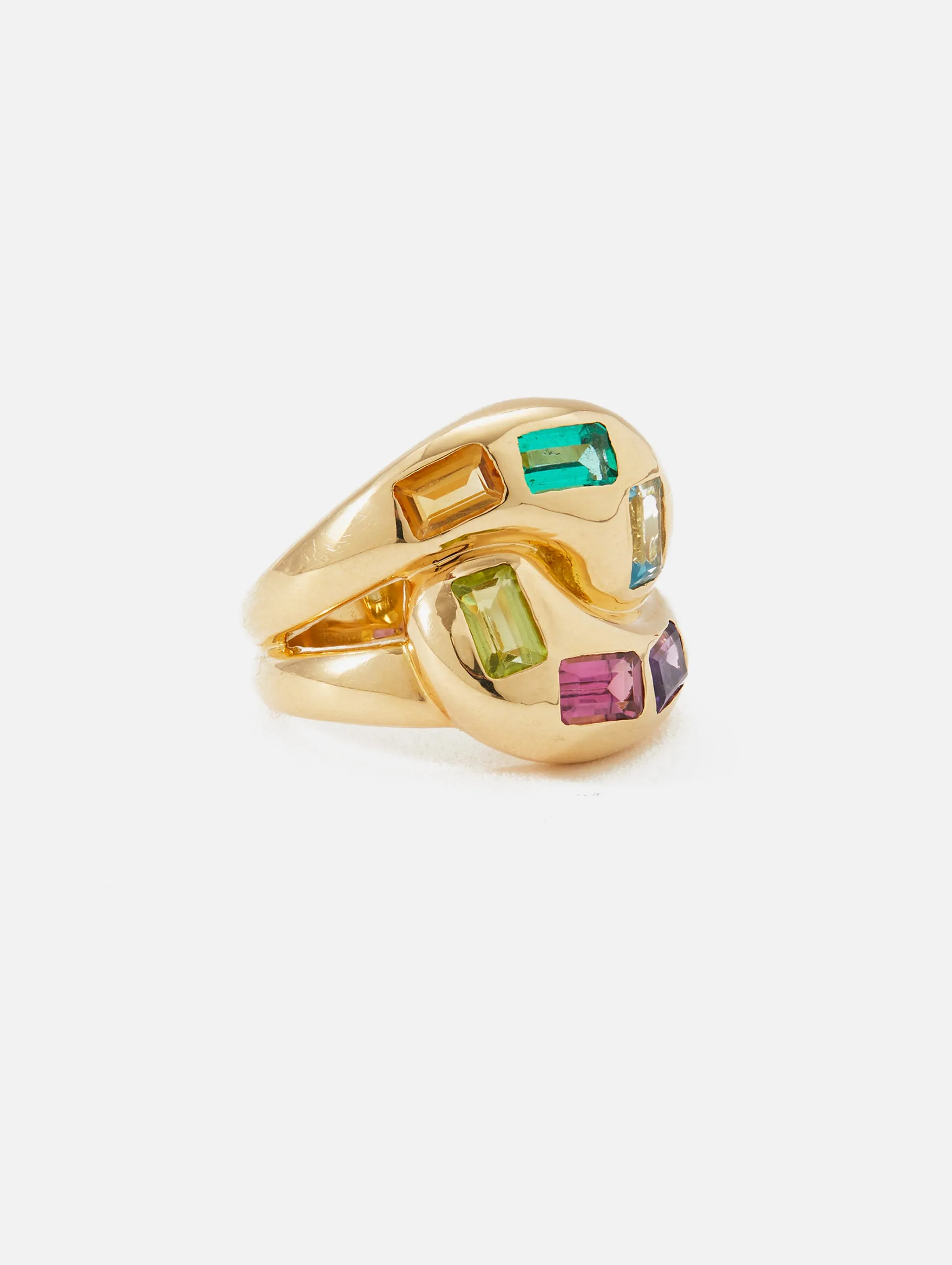 Multicolor Gemstone Knot Ring