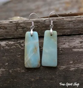 Natural Amazonite Gemstone Rectangle Earrings