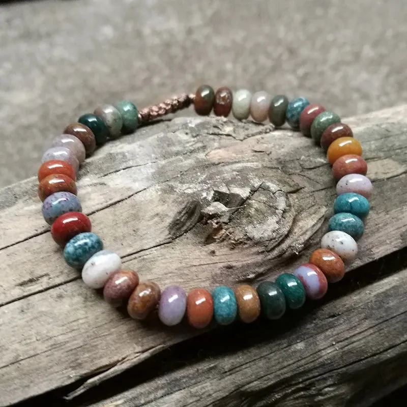 Natural Ocean Agate Oval Bead Bracelet