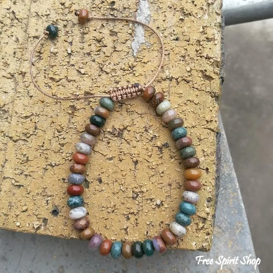 Natural Ocean Agate Oval Bead Bracelet