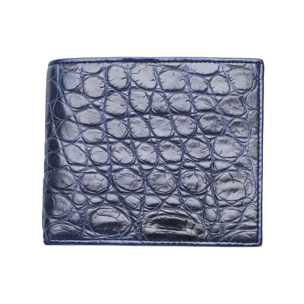 Navy Blue Crocodile Stomach Skin Mens Wallets