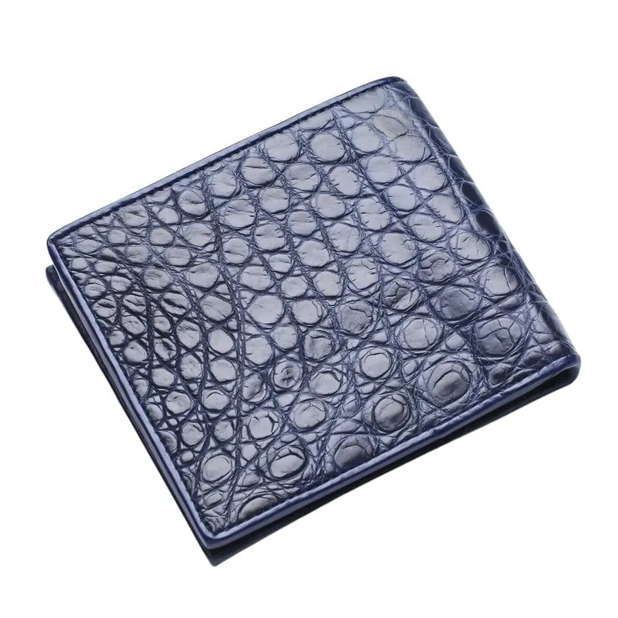 Navy Blue Crocodile Stomach Skin Mens Wallets