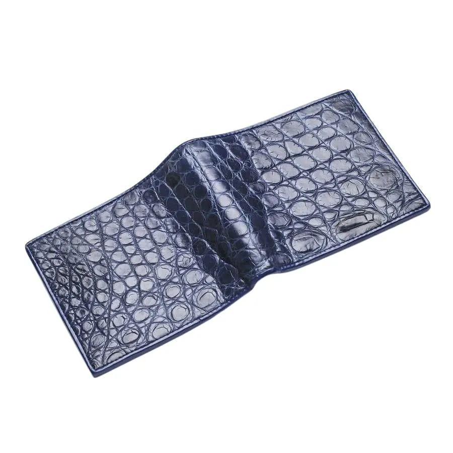 Navy Blue Crocodile Stomach Skin Mens Wallets