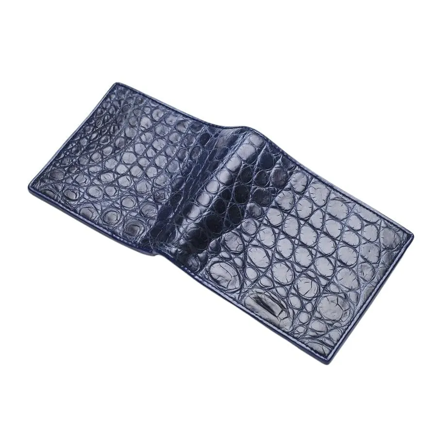 Navy Blue Crocodile Stomach Skin Mens Wallets