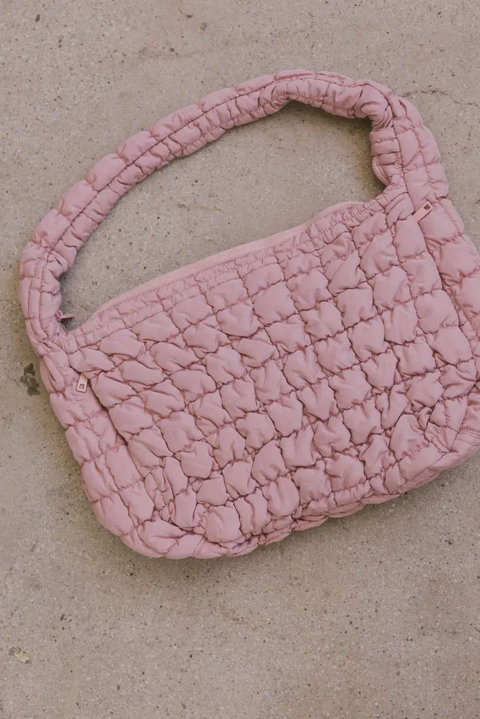 Nora Quilted Tote Bag in Dusty Pink