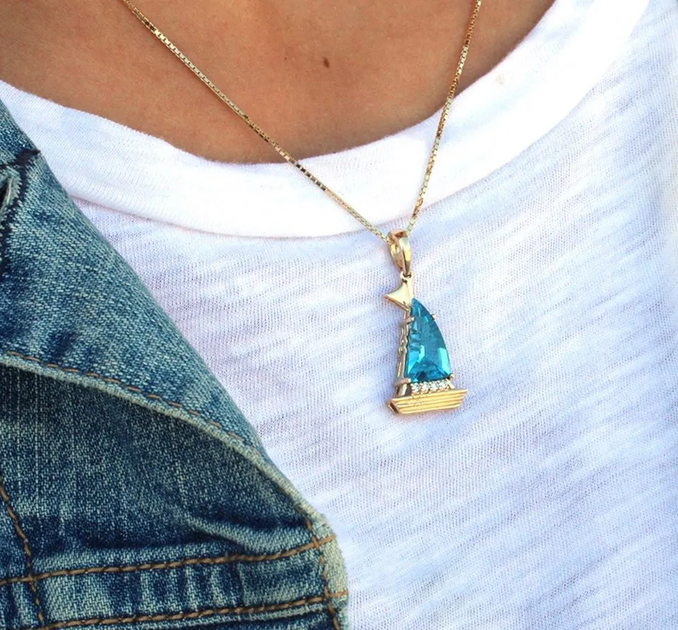 Okoboji Sailboat Blue Topaz Pendant