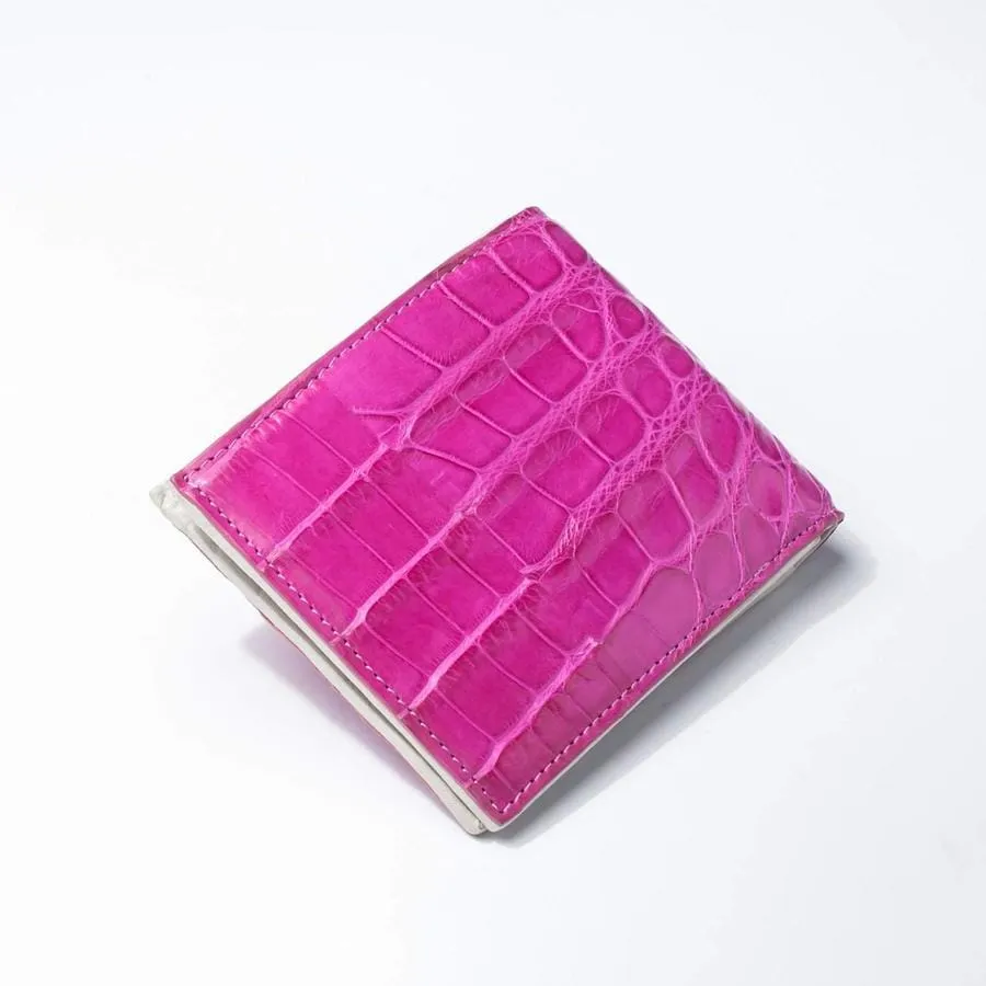 One of A Kind Chic Pink Crocodile Backbone Skin Wallet