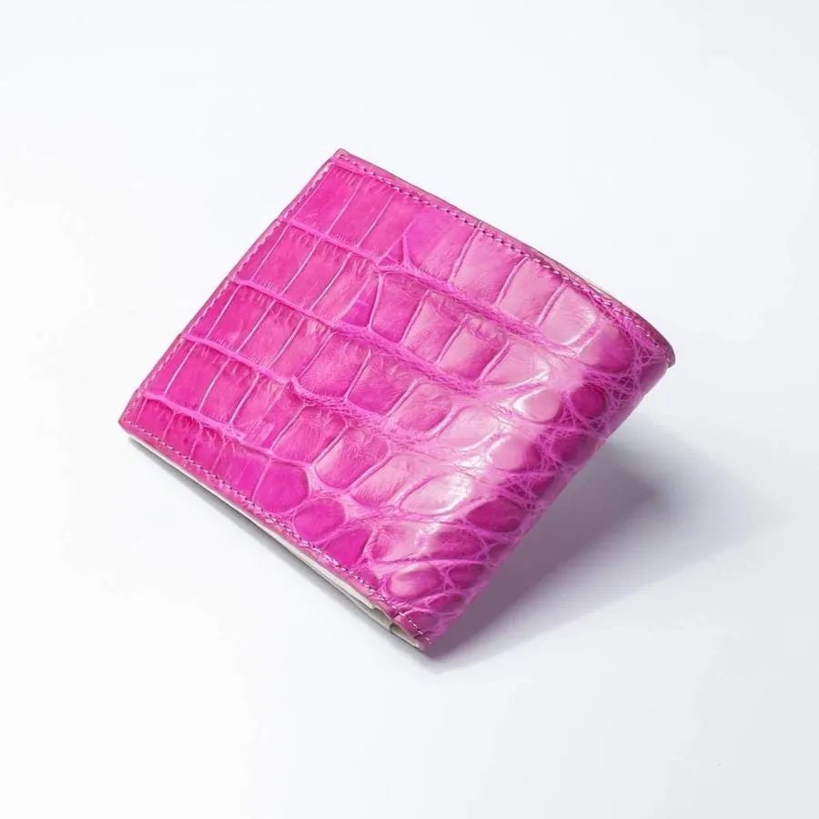 One of A Kind Chic Pink Crocodile Backbone Skin Wallet