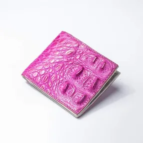 One of A Kind Chic Pink Crocodile Backbone Skin Wallet