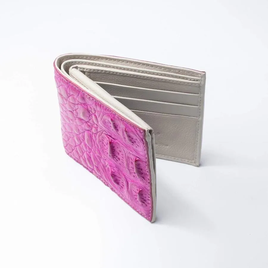 One of A Kind Chic Pink Crocodile Backbone Skin Wallet