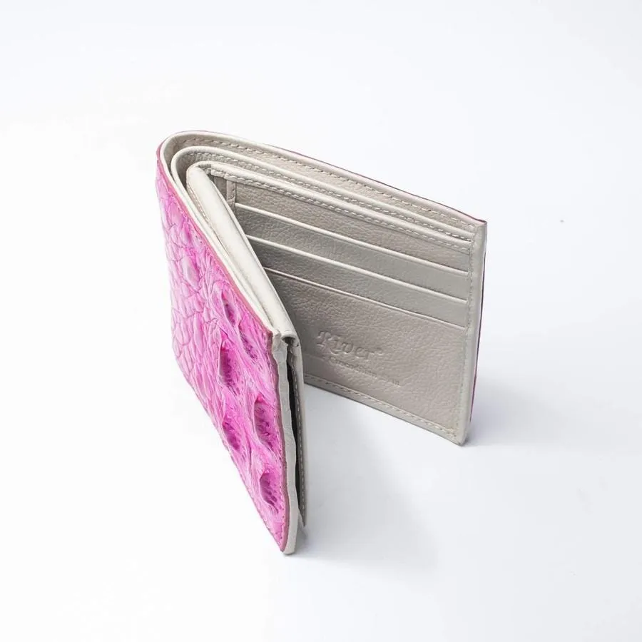 One of A Kind Chic Pink Crocodile Backbone Skin Wallet