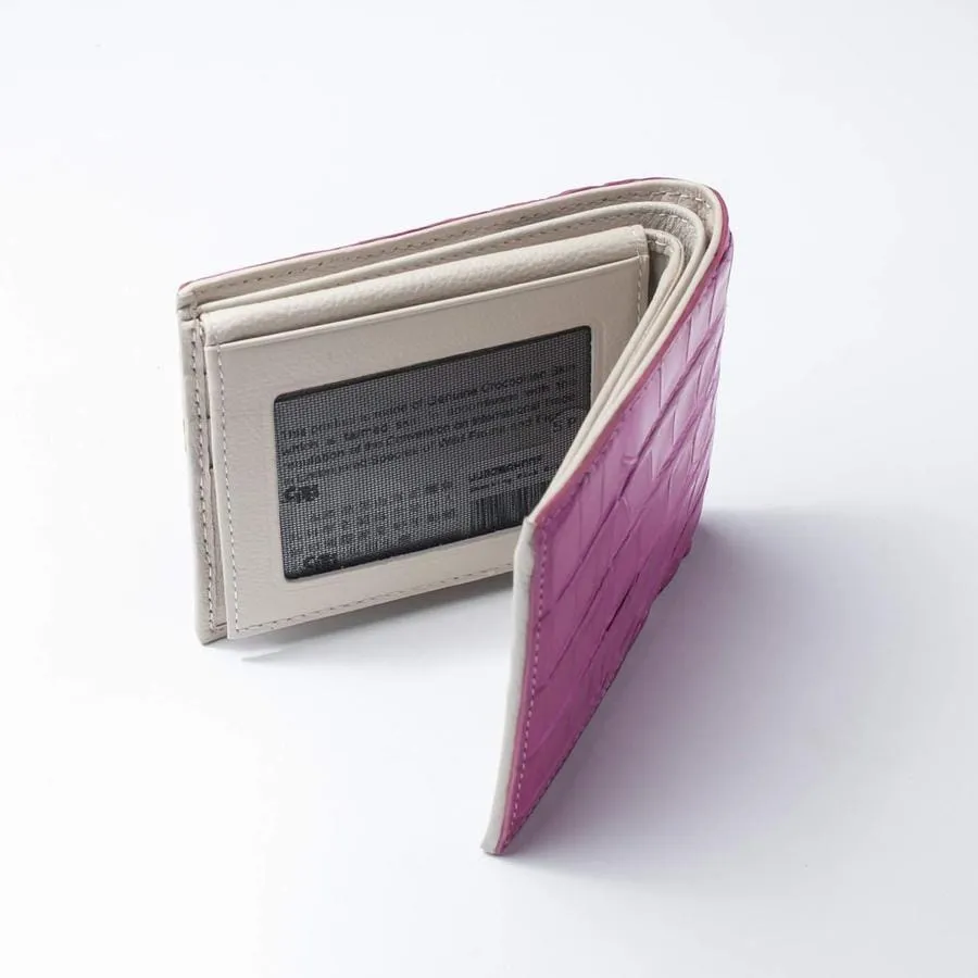 One of A Kind Chic Pink Crocodile Backbone Skin Wallet