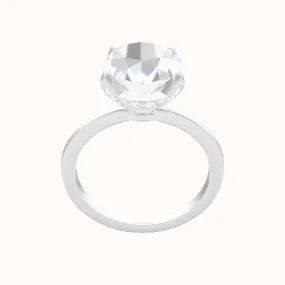 Open Solitaire Engagement Ring With Pave Basket Head