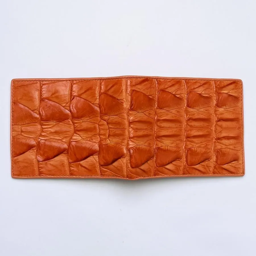 Orange Genuine Crocodile Big Tail Skin Wallet