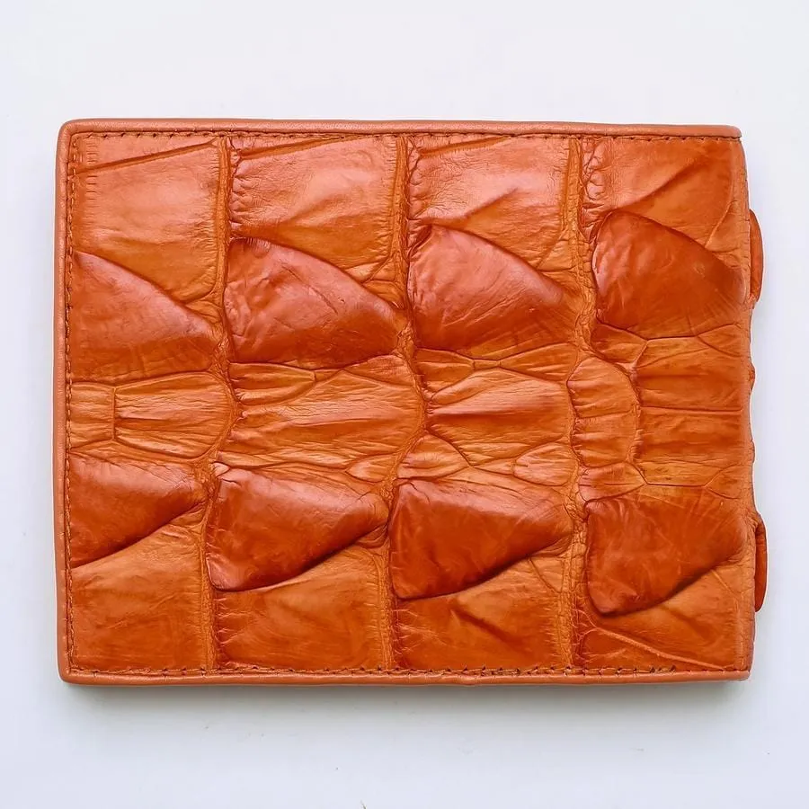 Orange Genuine Crocodile Big Tail Skin Wallet