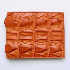 Orange Genuine Crocodile Big Tail Skin Wallet