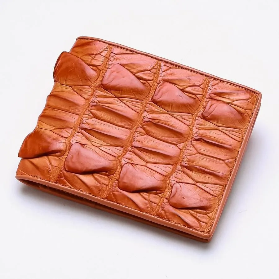 Orange Genuine Crocodile Big Tail Skin Wallet