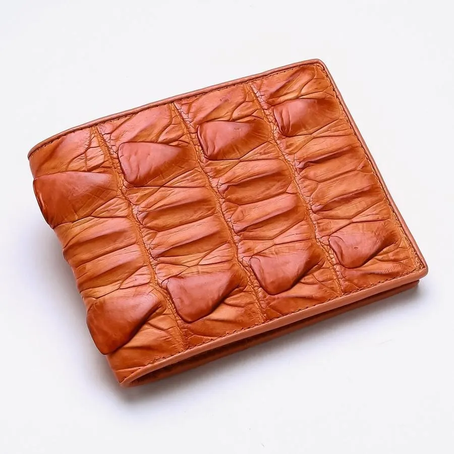 Orange Genuine Crocodile Big Tail Skin Wallet