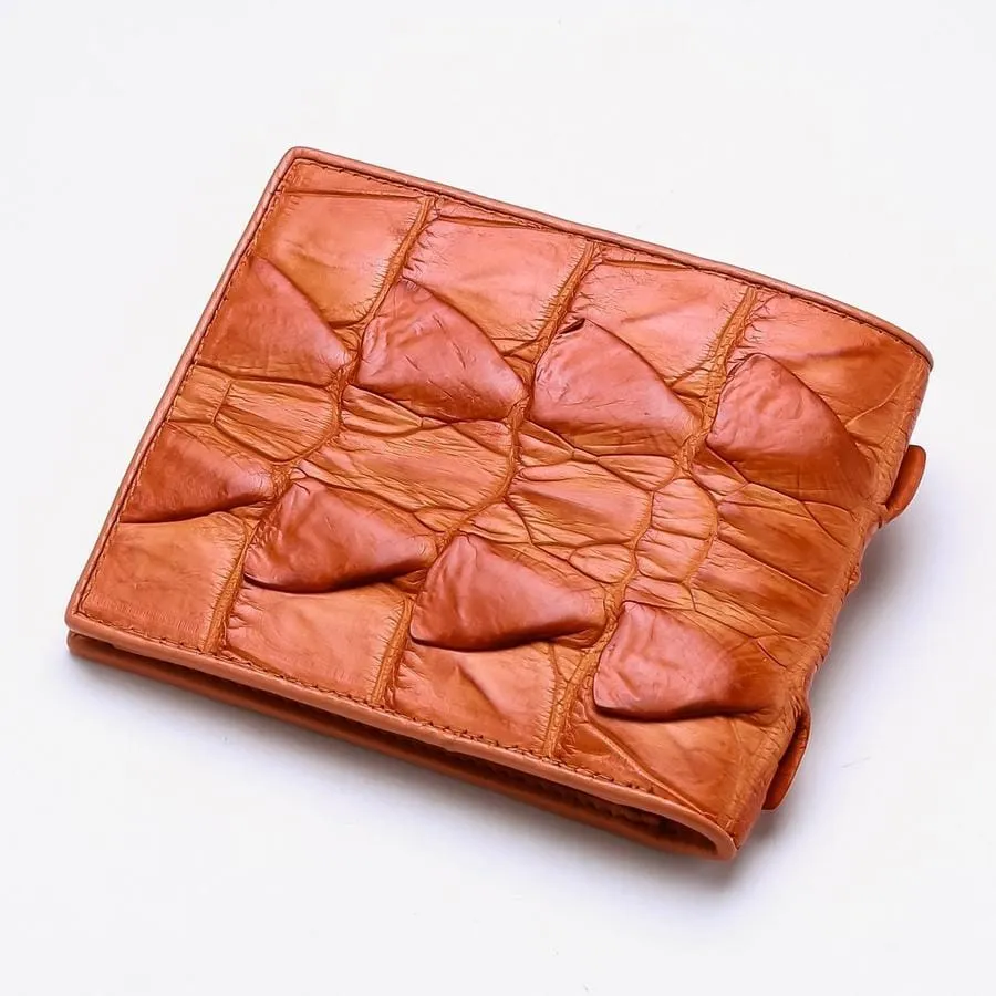 Orange Genuine Crocodile Big Tail Skin Wallet