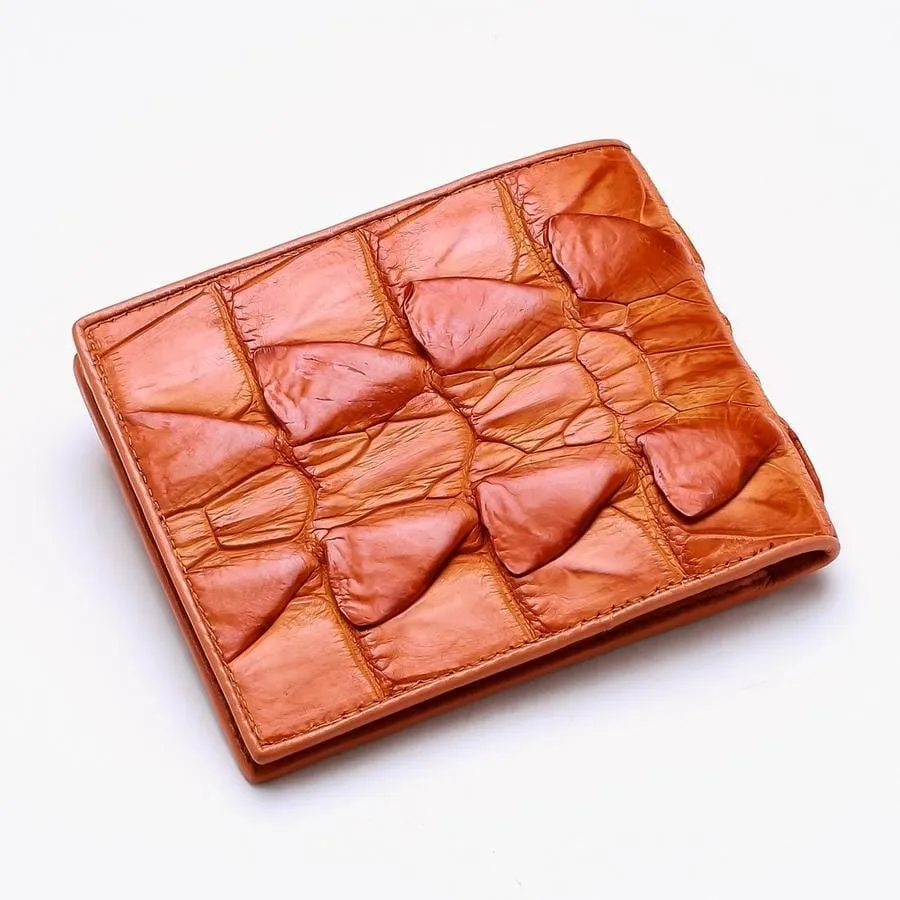 Orange Genuine Crocodile Big Tail Skin Wallet