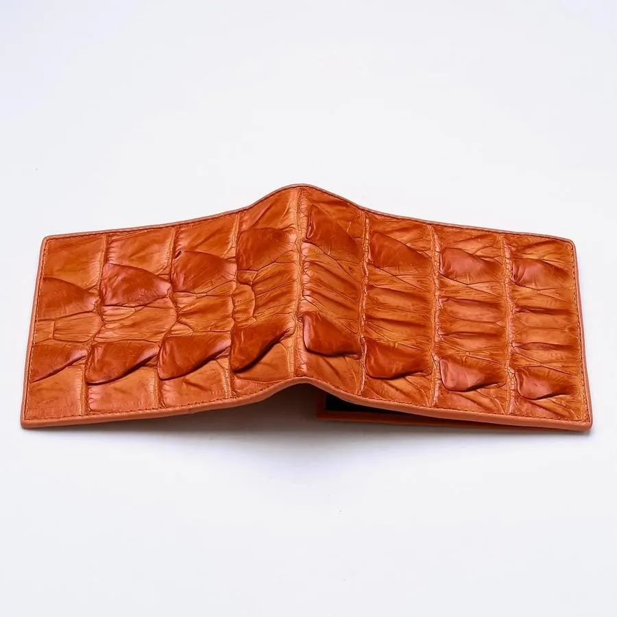 Orange Genuine Crocodile Big Tail Skin Wallet