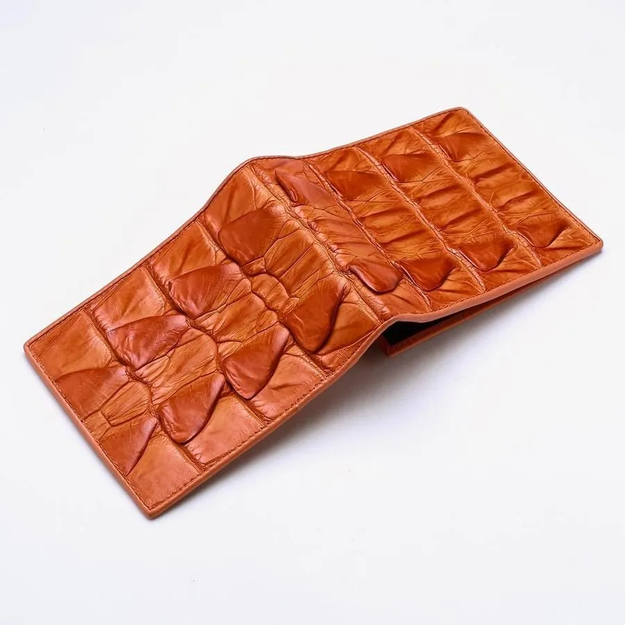 Orange Genuine Crocodile Big Tail Skin Wallet