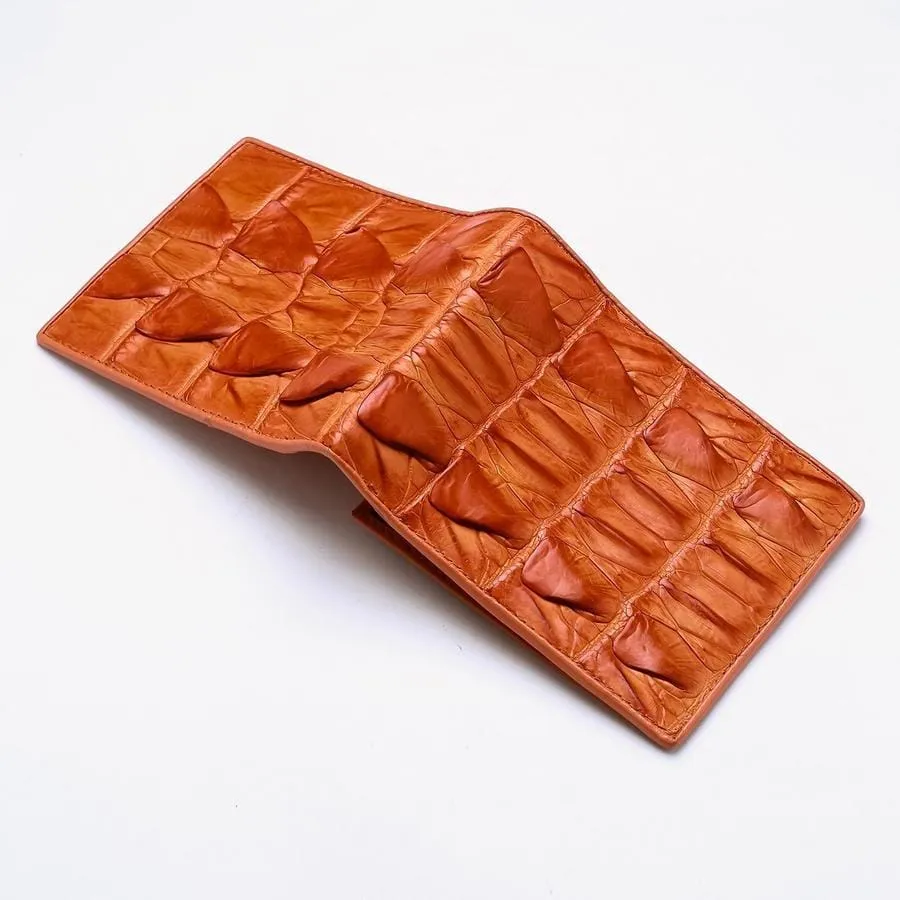 Orange Genuine Crocodile Big Tail Skin Wallet