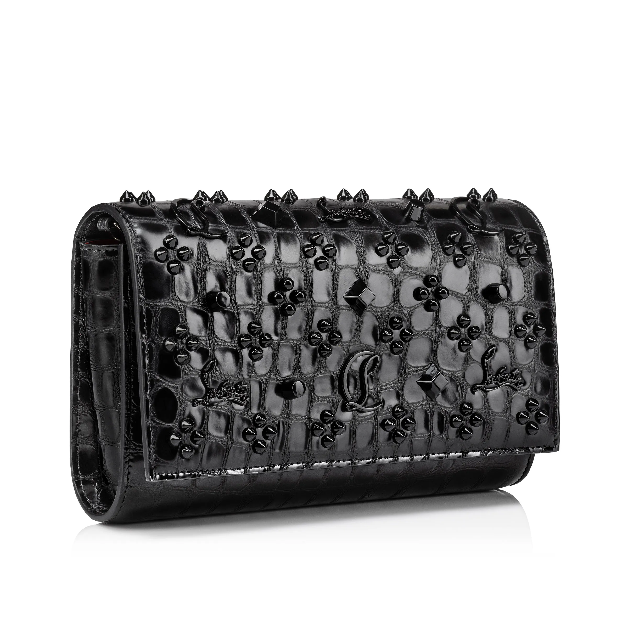 Paloma Clutch - Alligator embossed calf leather and spikes Loubinthesky - Black