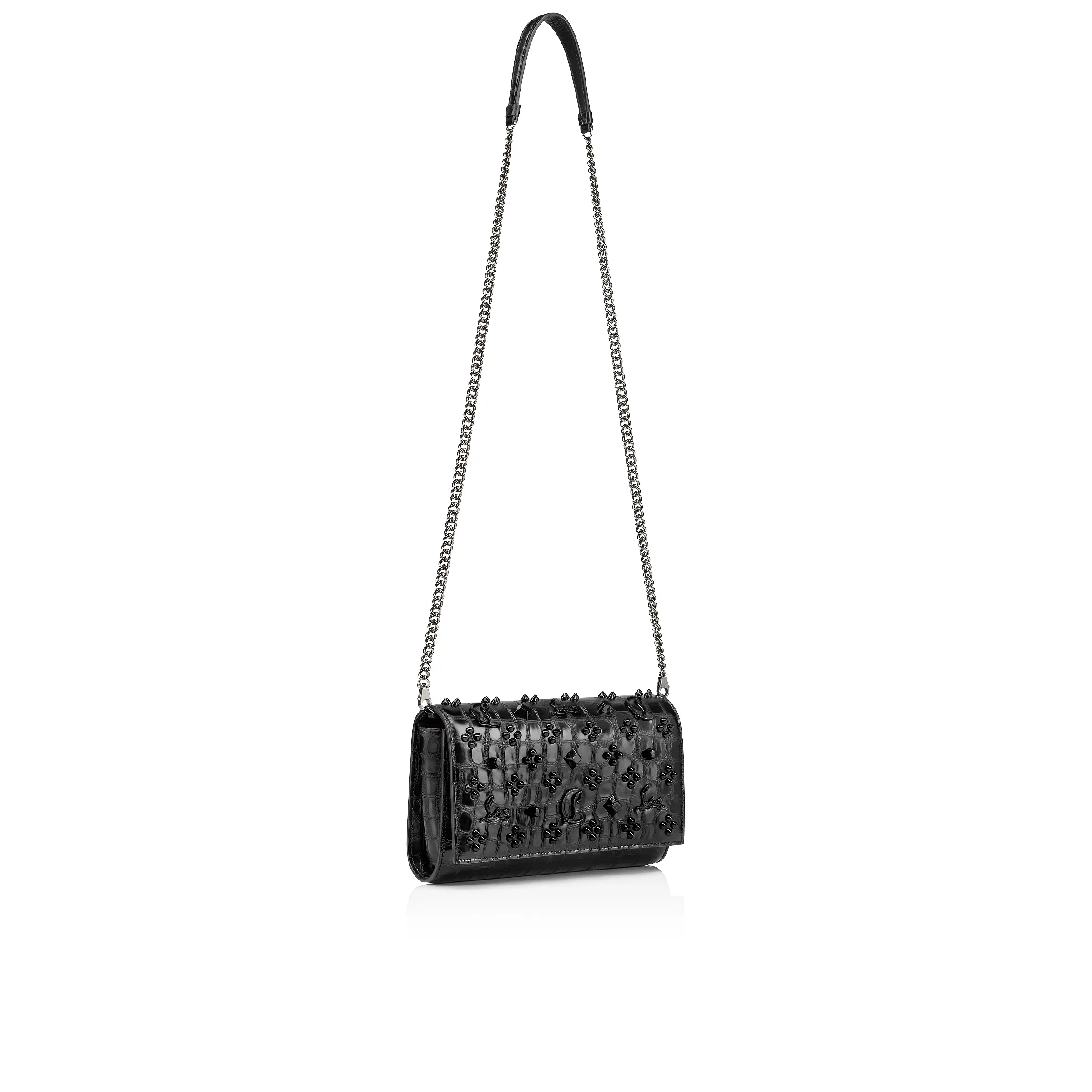 Paloma Clutch - Alligator embossed calf leather and spikes Loubinthesky - Black