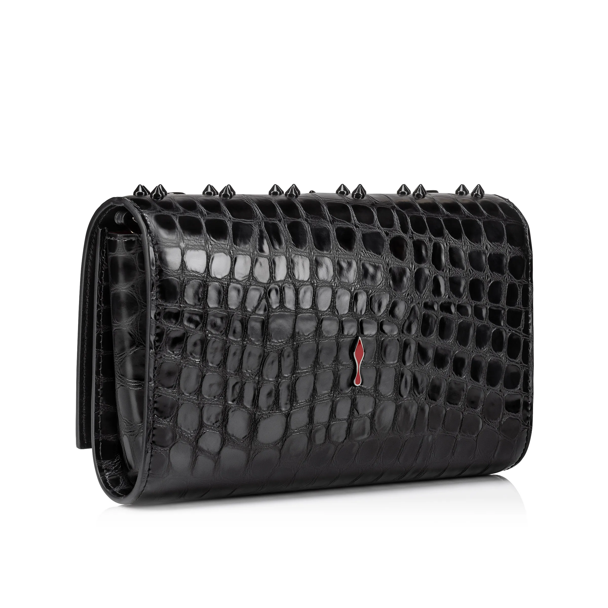 Paloma Clutch - Alligator embossed calf leather and spikes Loubinthesky - Black