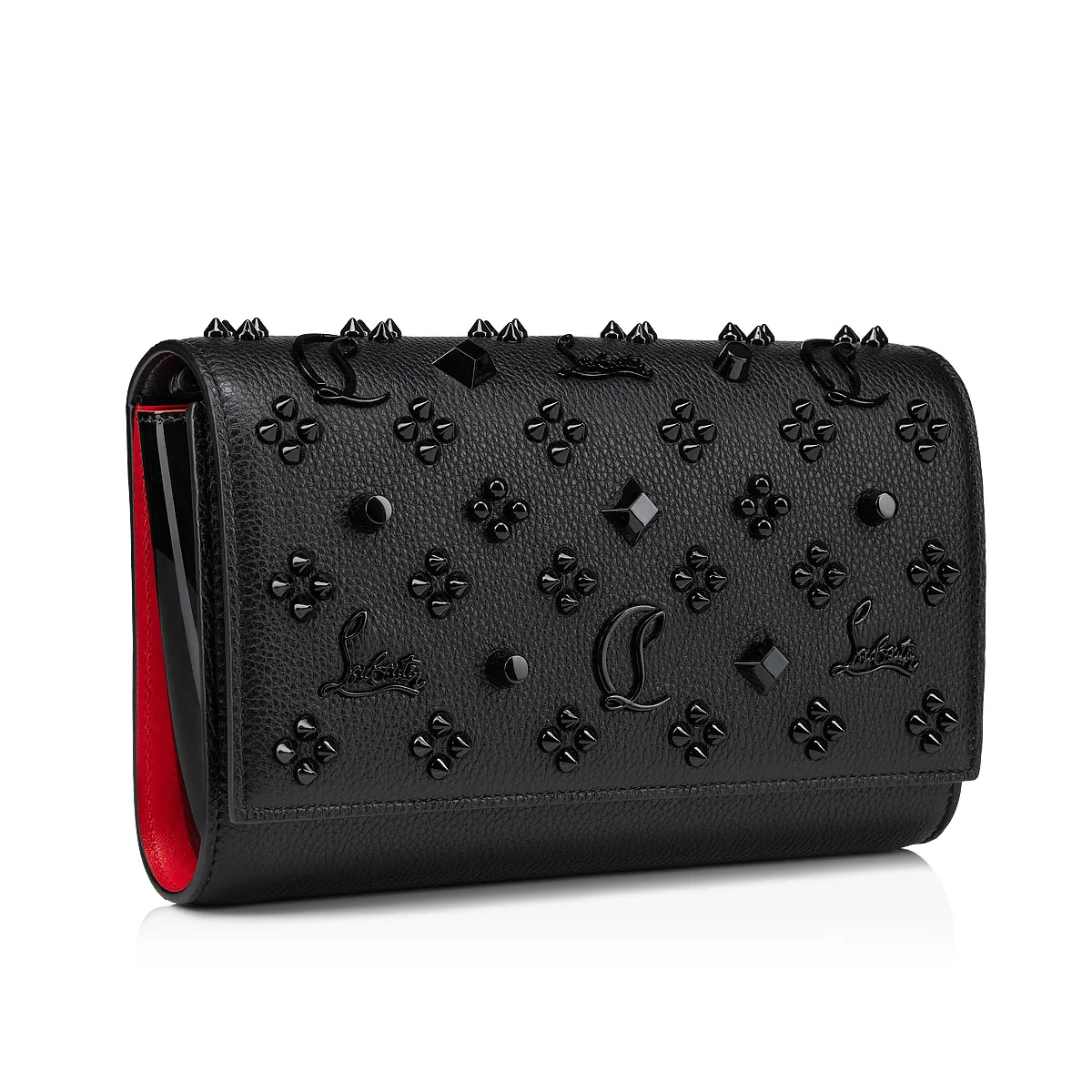 Paloma Clutch - Grained calf leather and spikes Loubinthesky - Black