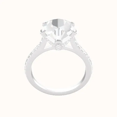 Pave Cathedral Engagement Ring With Pave Basket Head