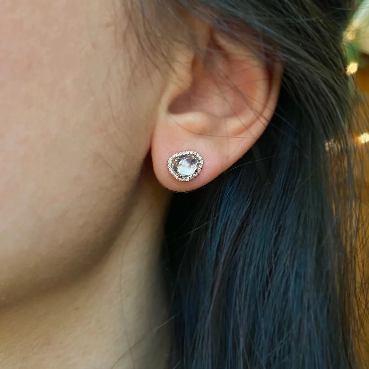 Pebble Studs - White Topaz