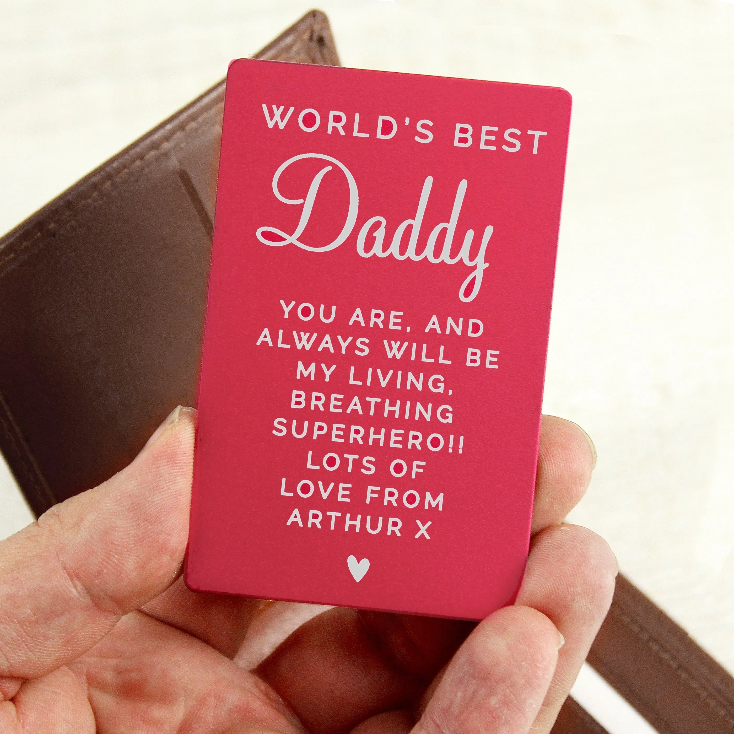 Personalised Free Text Cerise Wallet Card