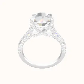 Petite Cathedral Three Row Engagement Ring With Pave Basket Head