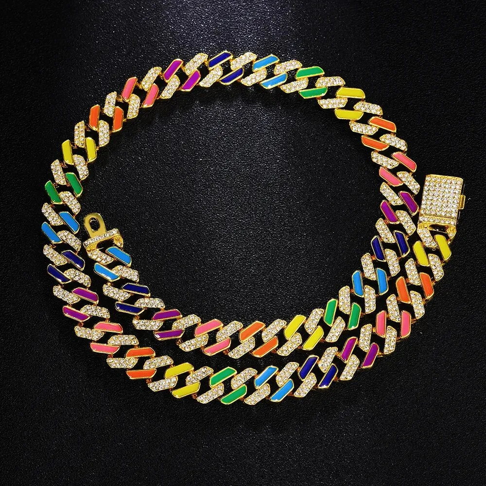 Rainbow Cuban Chain Bracelet