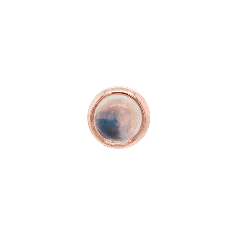 Rainbow Moonstone in Cup Setting Threaded End in Gold