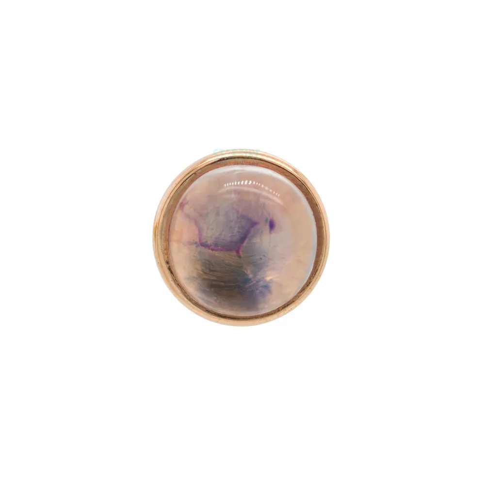 Rainbow Moonstone in Cup Setting Threaded End in Gold