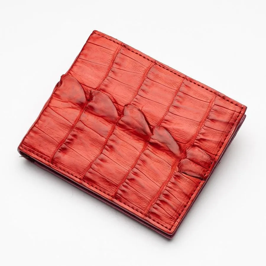 Red Genuine Crocodile Tail Skin Mens Wallet