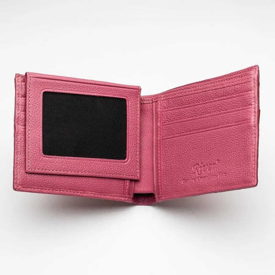 Red Genuine Crocodile Tail Skin Mens Wallet