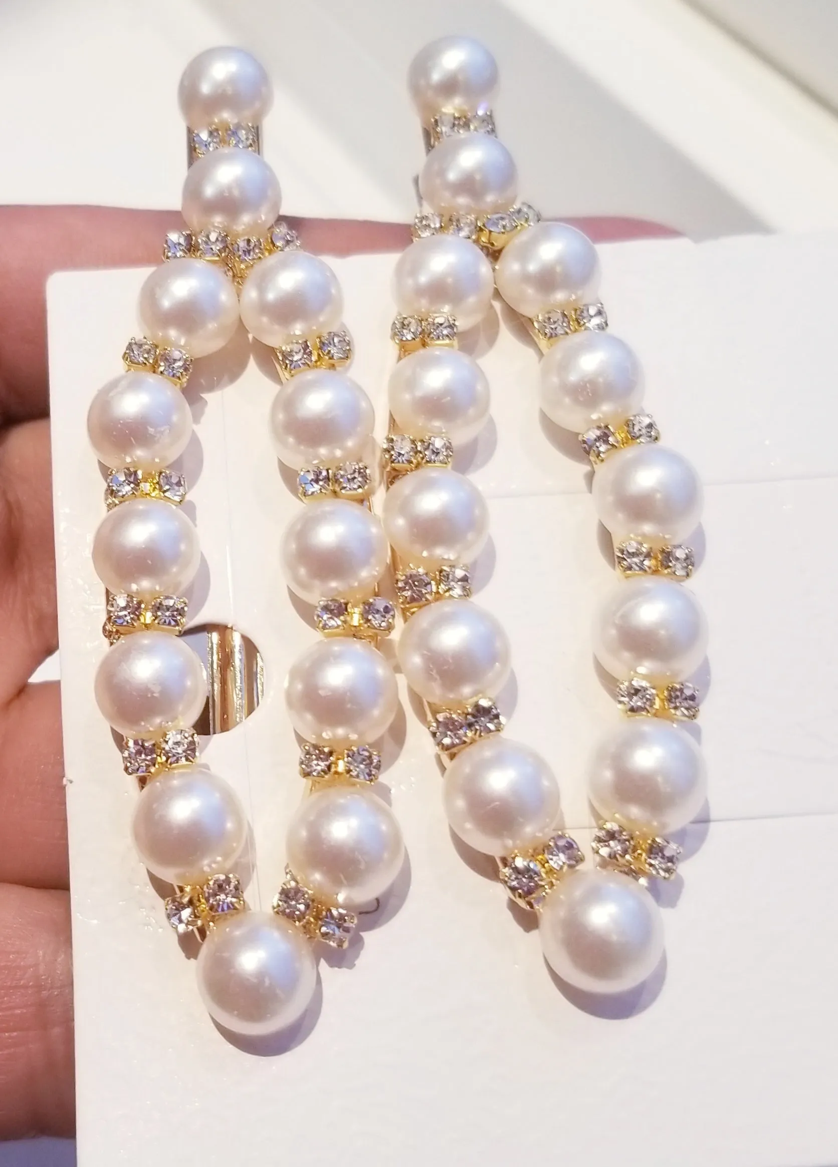 Rhinestone and Pearl Hair Clips (Set of 2)