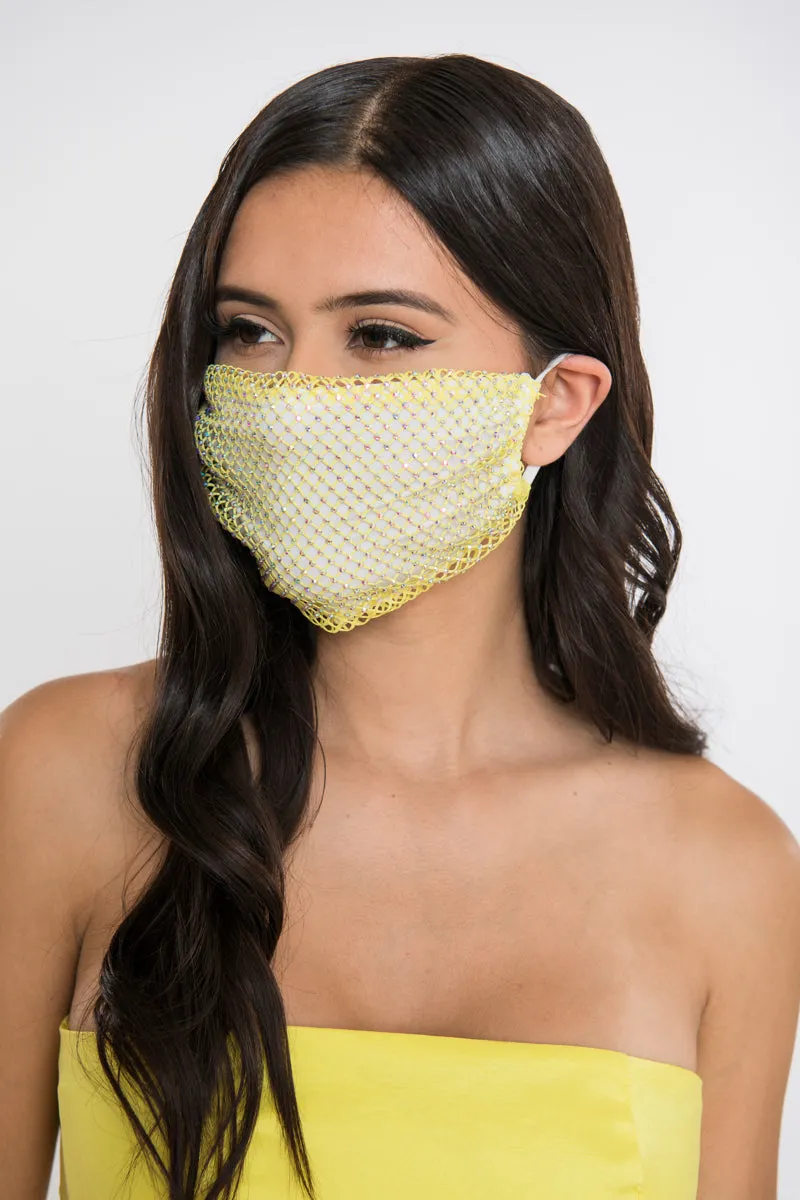 Rhinestone Mesh Face Mask