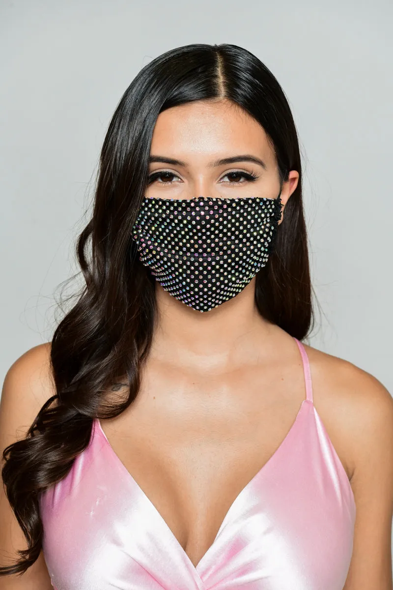 Rhinestone Mesh Face Mask