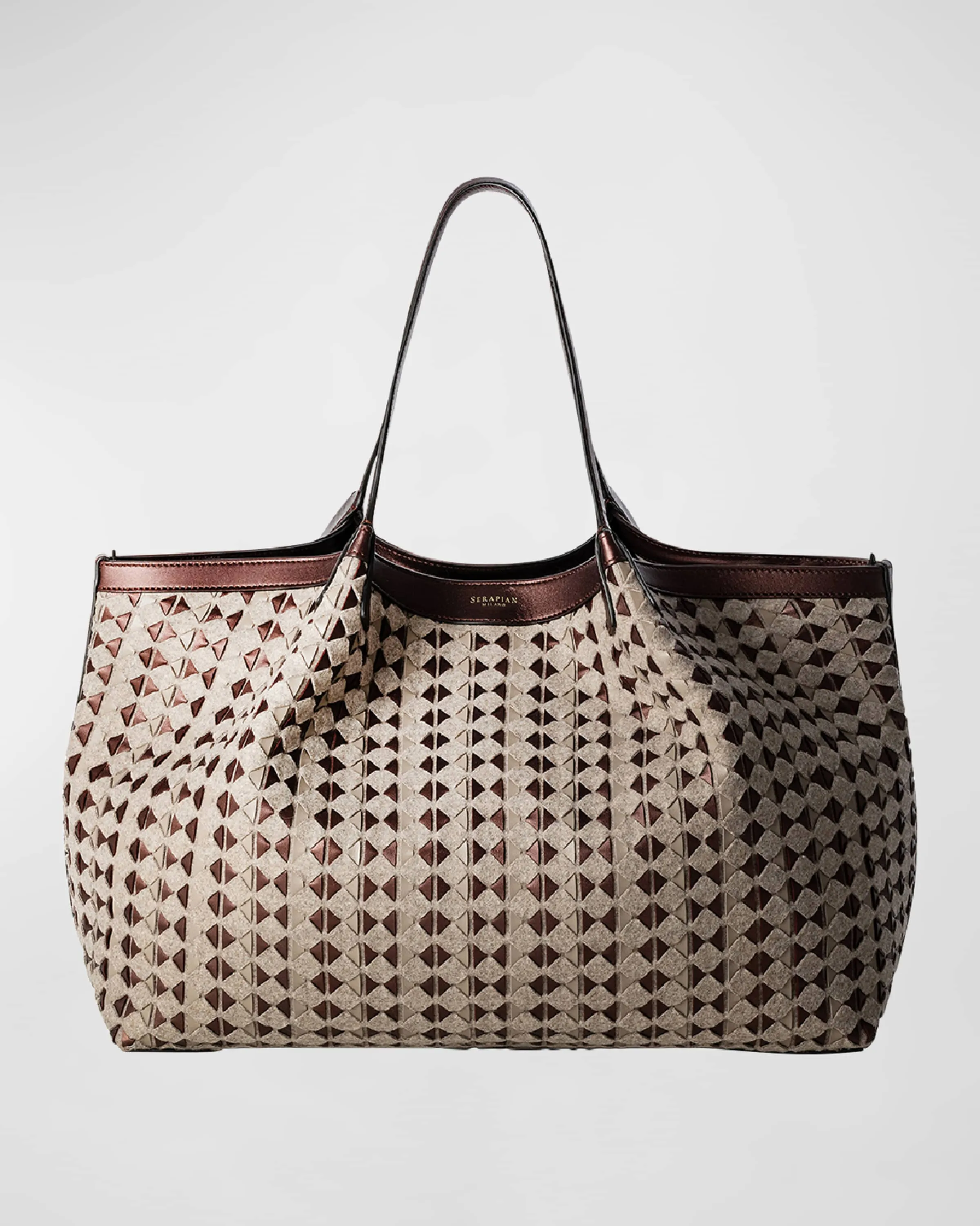 Secret Mosaic Virgin Wool & Leather Tote Bag