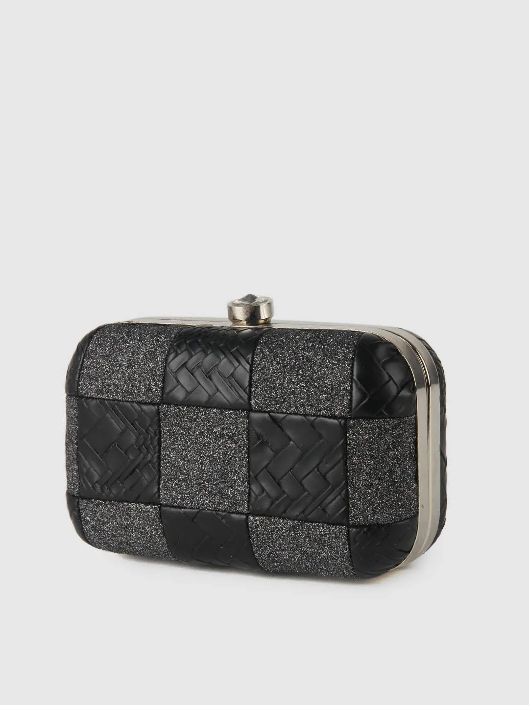 Shimmer Check Board Box Clutch